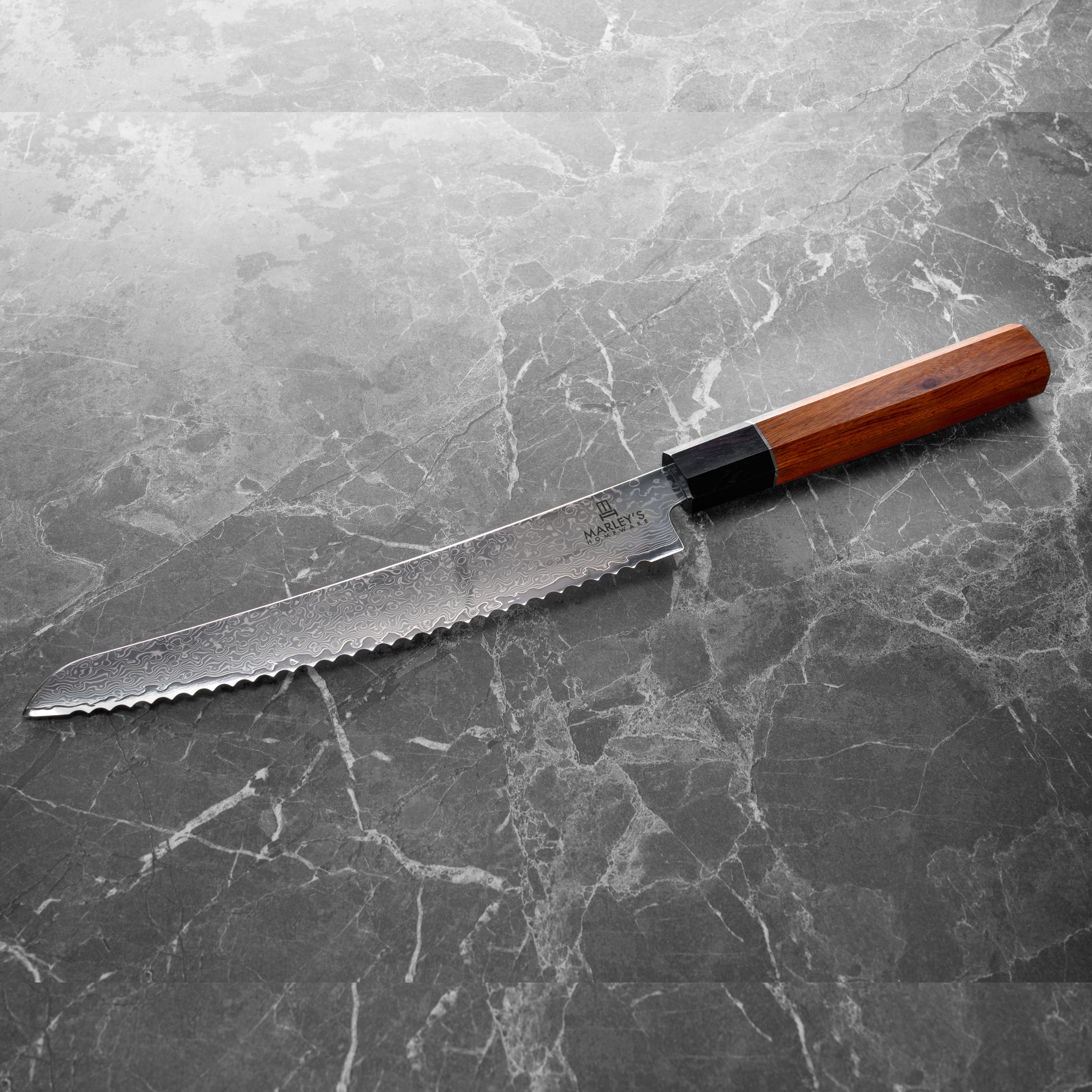 The Shokunin — 8" Japanese Damascus Bread Knife with Wa Handle