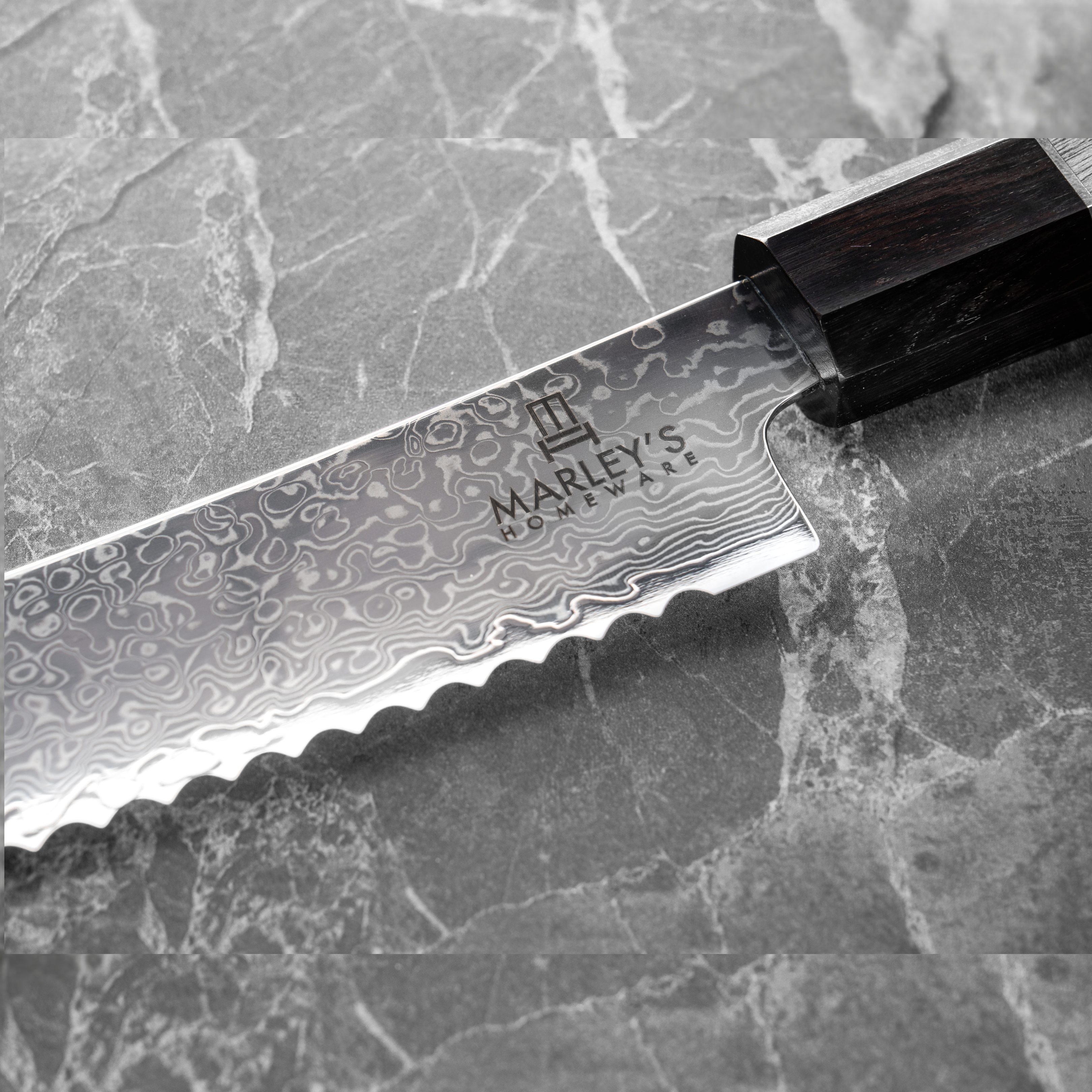 The Shokunin — 8" Japanese Damascus Bread Knife with Wa Handle