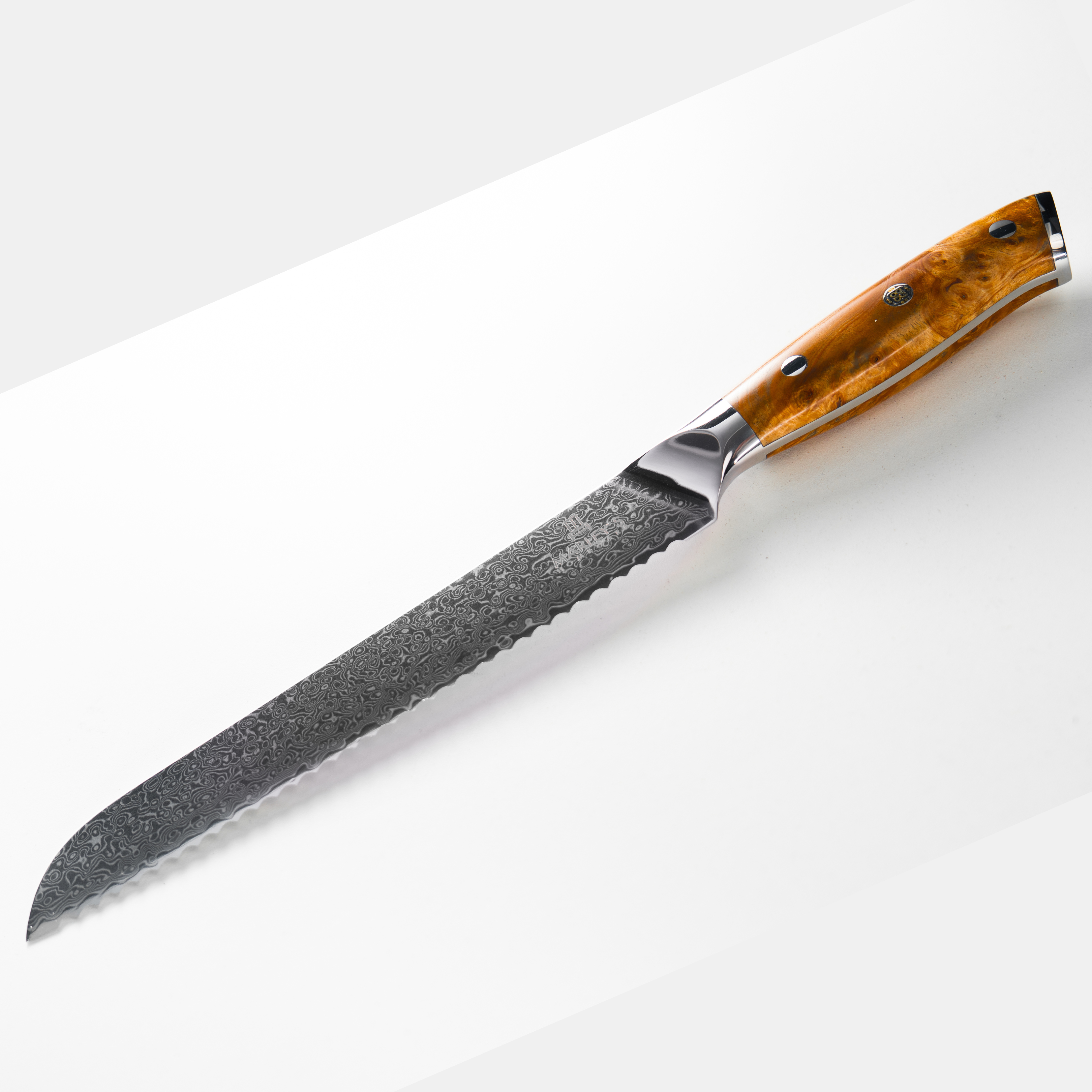 The Artisan - 8" Damascus Steel Serrated Bread Knife