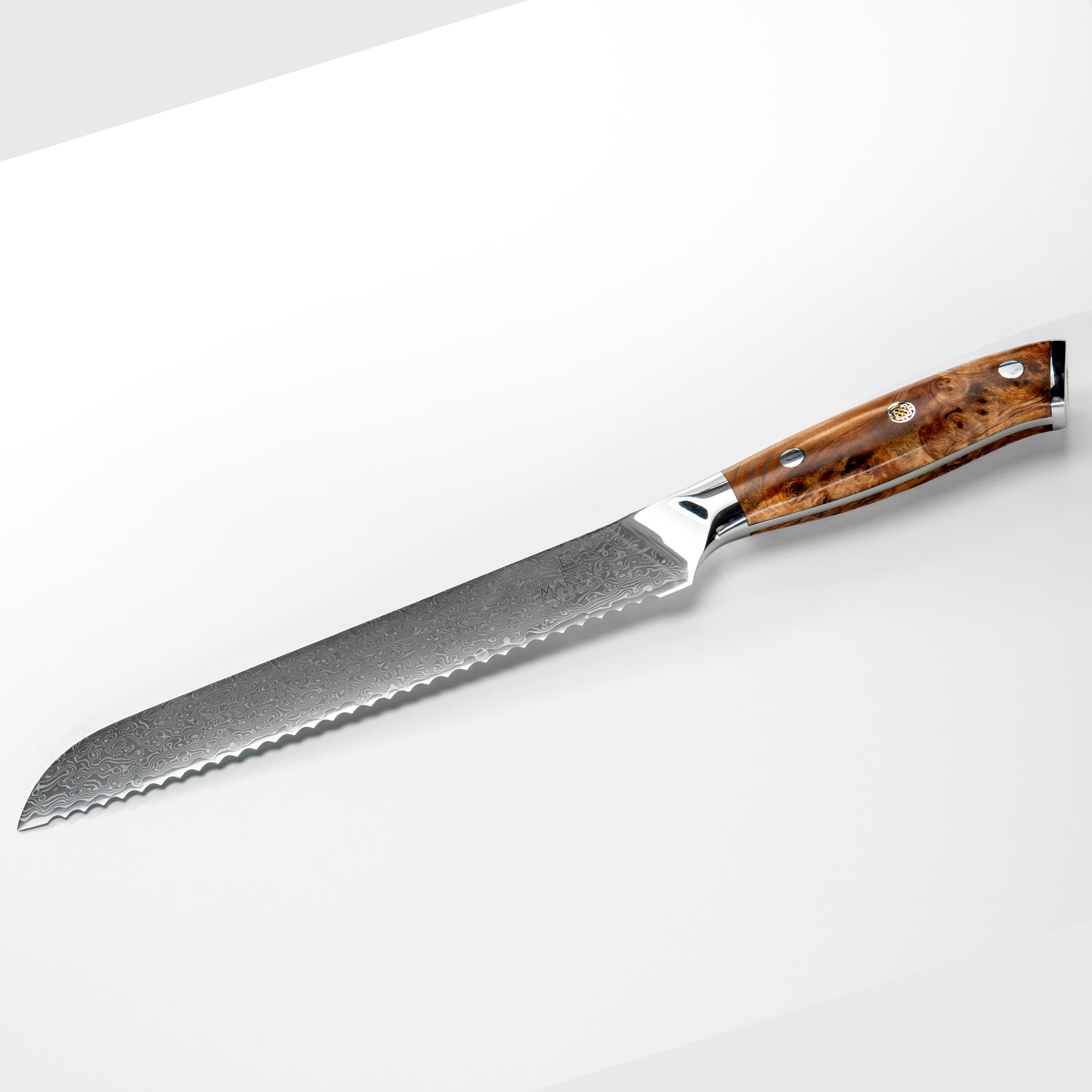 The Artisan - 8" Damascus Steel Serrated Bread Knife