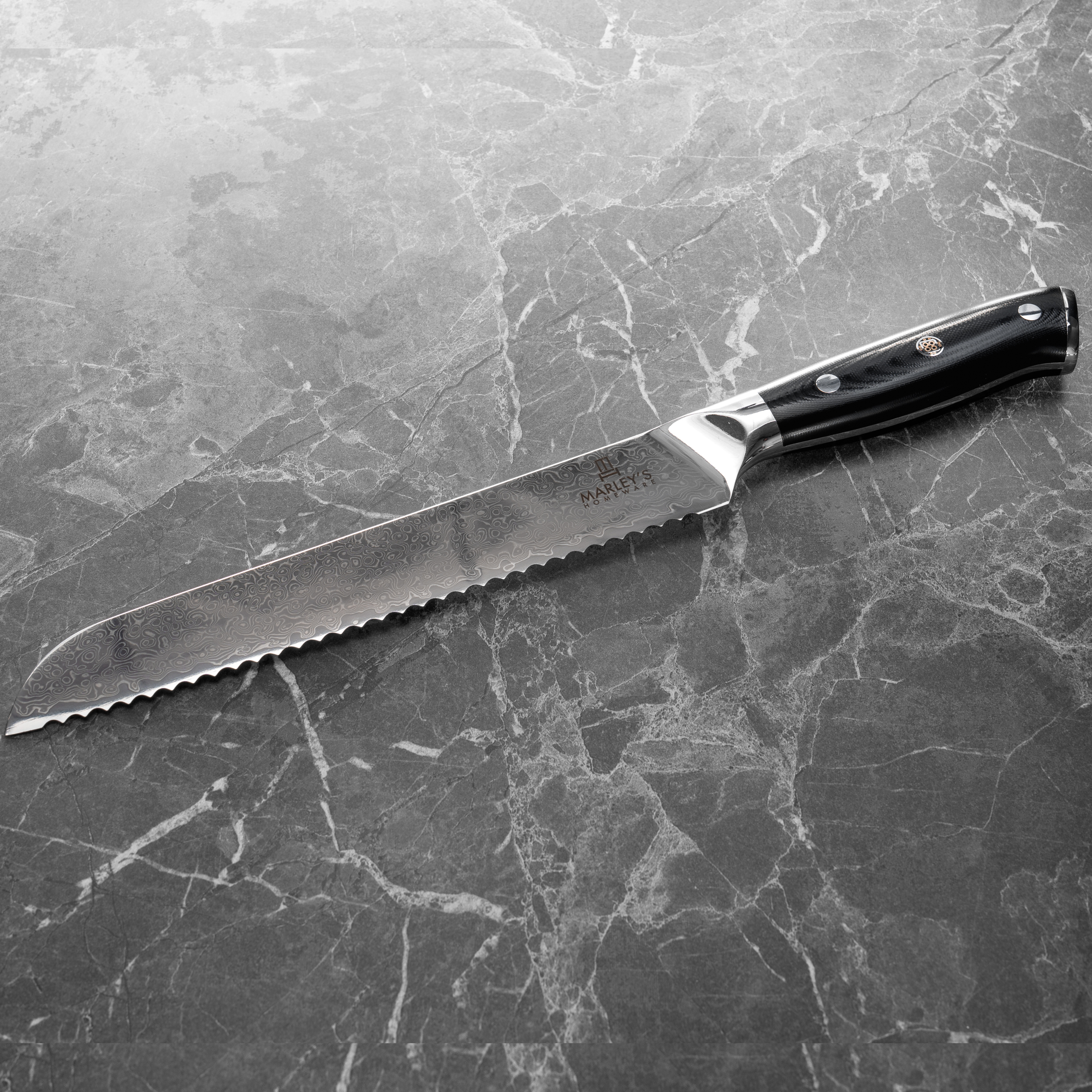 The Artisan - 8" Damascus Steel Serrated Bread Knife