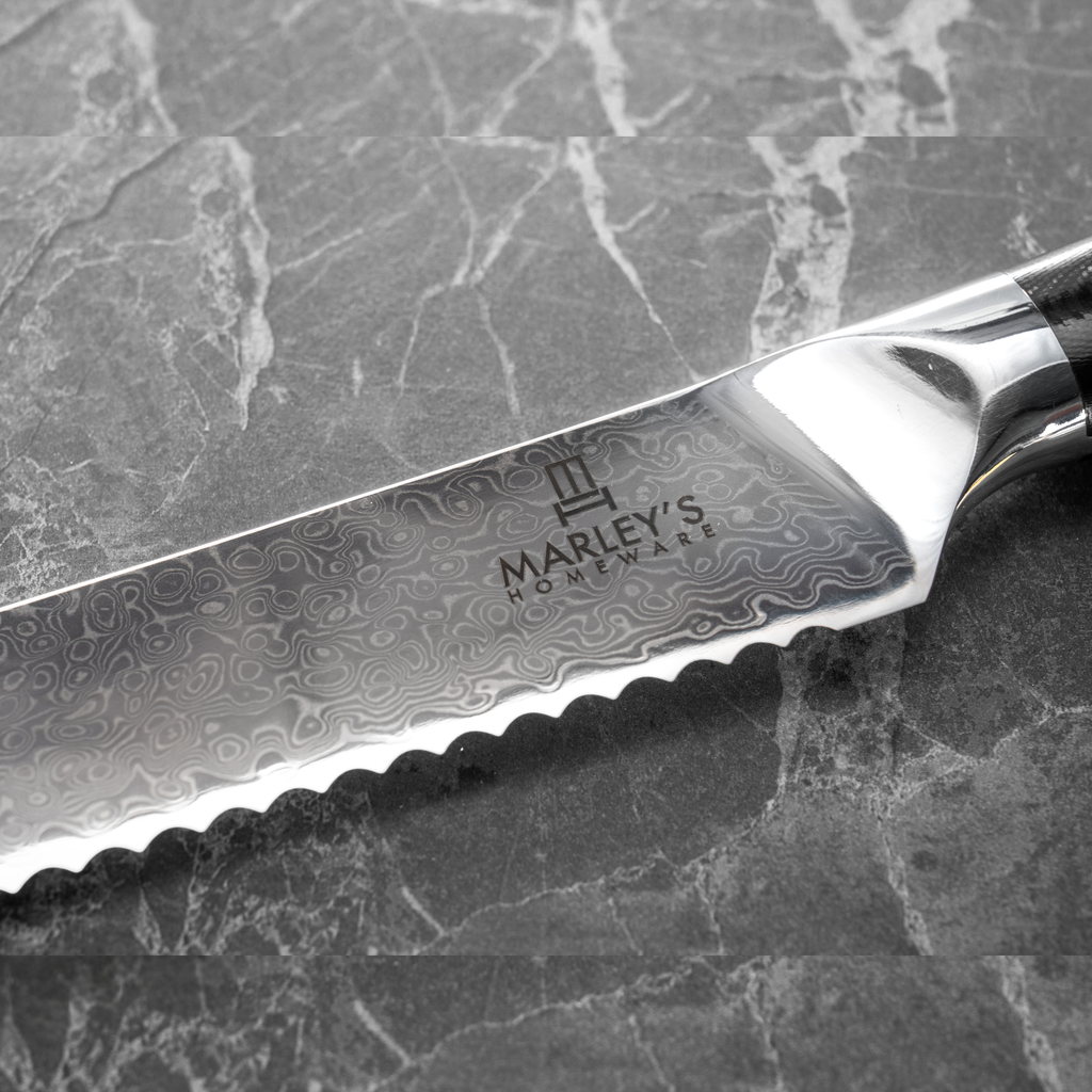 The Artisan - 8" Damascus Steel Serrated Bread Knife