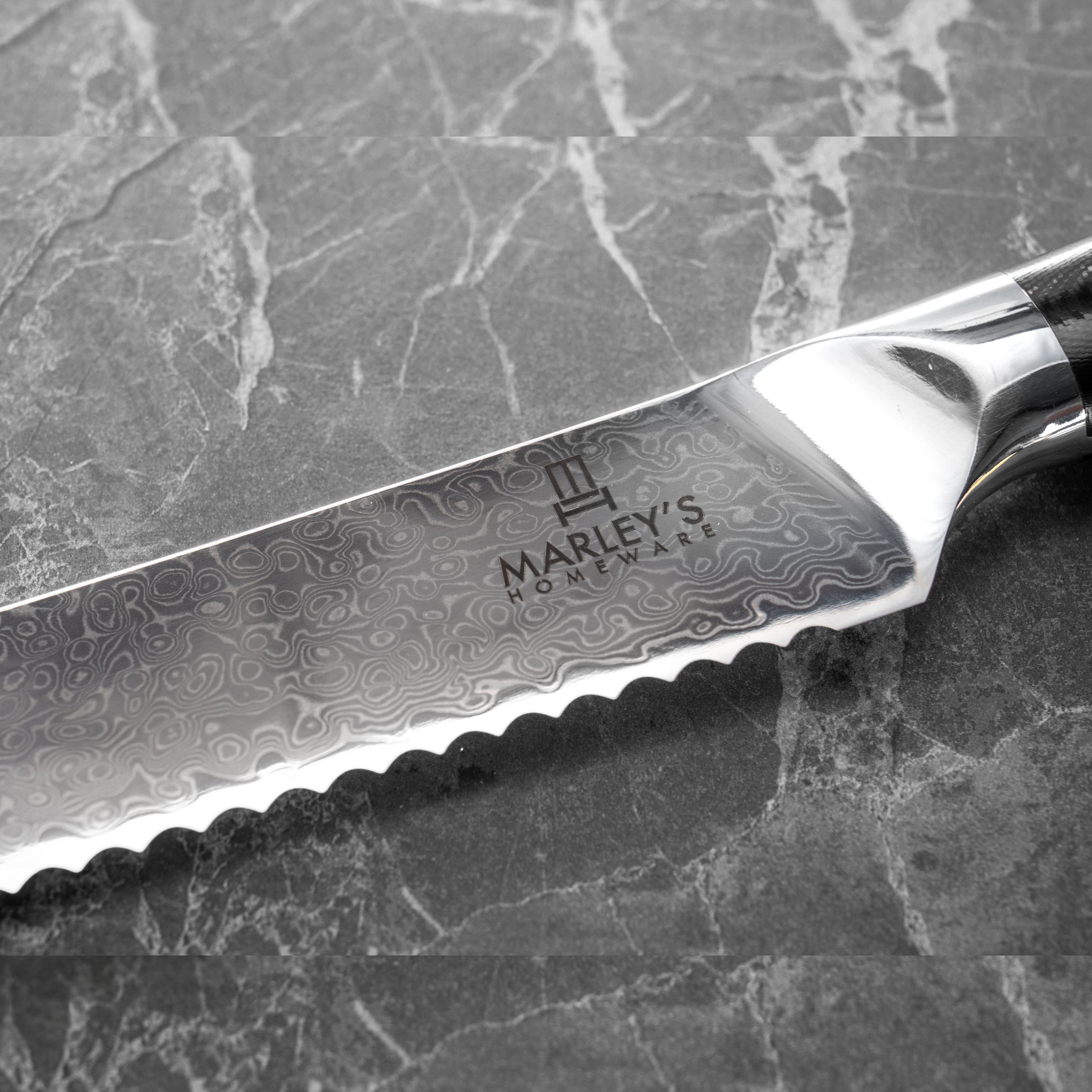 The Artisan - 8" Damascus Steel Serrated Bread Knife
