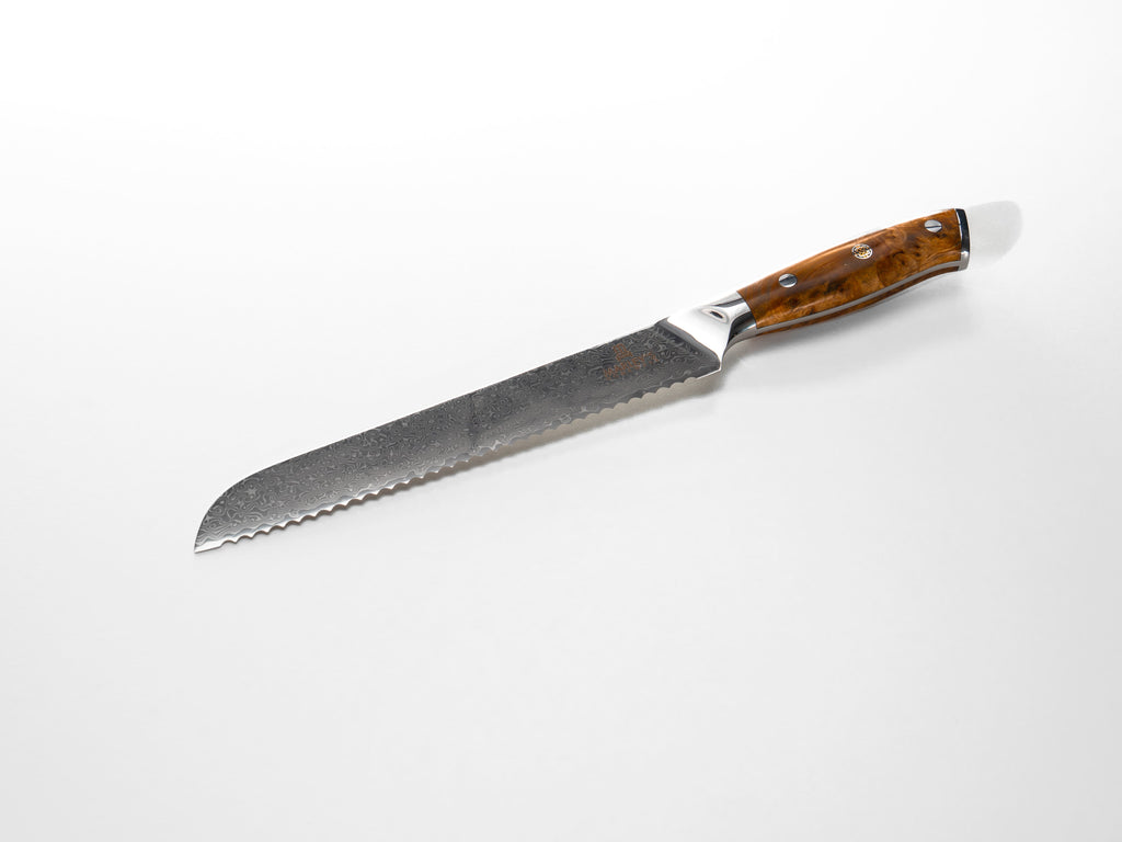The Artisan - 8" Damascus Steel Serrated Bread Knife