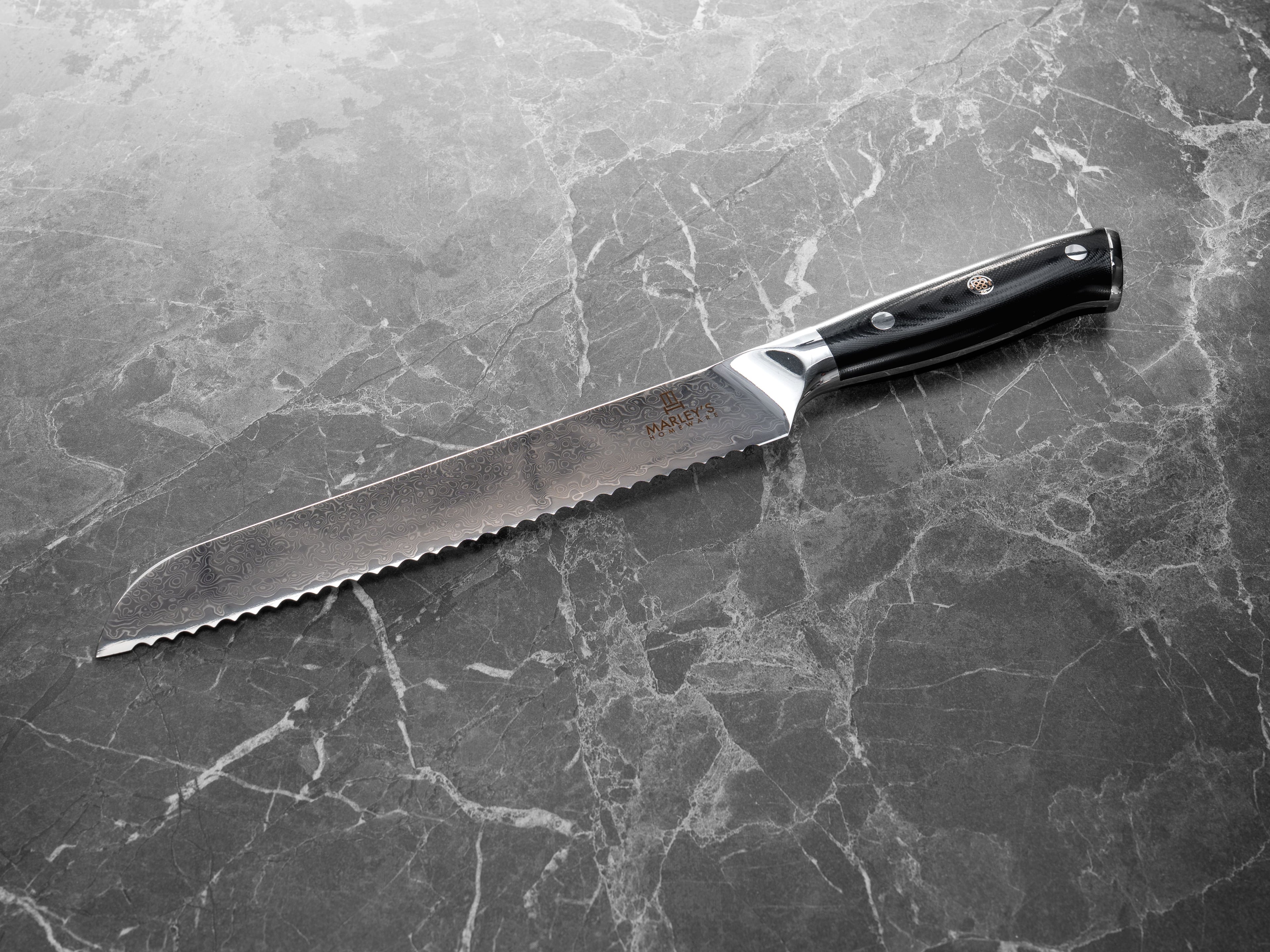 The Artisan - 8" Damascus Steel Serrated Bread Knife