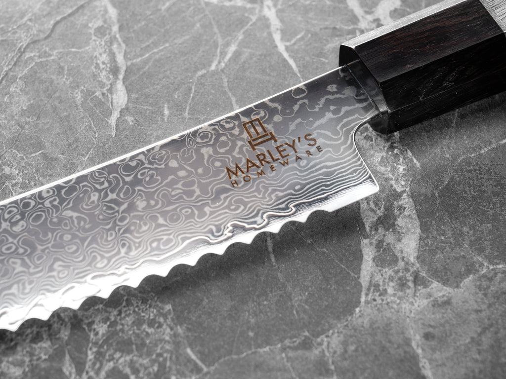 The Shokunin — 8" Japanese Damascus Bread Knife with Wa Handle