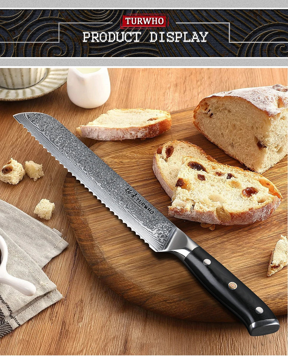Marley's Homeware 8" Damascus Steel Bread Knife