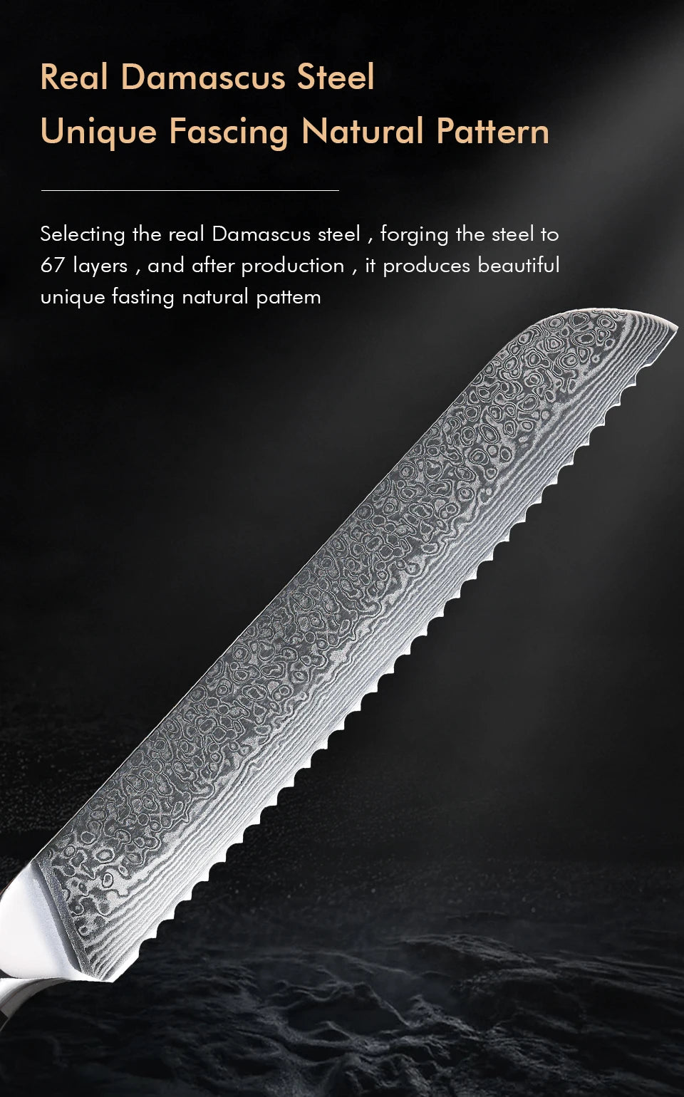 Marley's Homeware 8" Damascus Steel Bread Knife